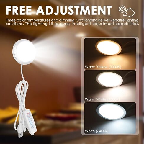 طقم مصابيح LED 5 قطع 001 لمختبر بامبو، طقم مصابيح LED للطابعة ثلاثية الأبعاد بدرجة حرارة 3 ألوان، سطوع قابل للتعديل ثلاثي الأبعاد مطبوعة DIY قطع غيار نماذج الأجهزة، 5 فولت يعمل بمنفذ USB in Kuwait