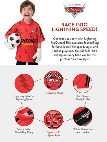 Disney Cars Lightning McQueen Shirt, Kids Soccer Jersey, Soccer Shirts for Boys, Boys T Shirts, Red 5 in Kuwait
