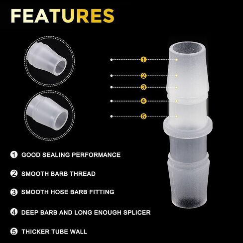 METALLIXITY 5 قطعة محول خرطوم بلاستيكي 3/8 بوصة بارب × 3/8 بوصة للسيارات والدراجات النارية والبحرية والشاحنات وأنظمة الوقود RV in Kuwait