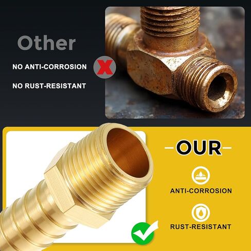 20 قطعة من METALLIXITY محول خرطوم نحاسي إلى NPT ذكر 3/16 بوصة Barb x 1/4 بوصة NPT ذكر للسيارات والدراجات النارية والبحرية والشاحنات وأنظمة الوقود RV in Kuwait