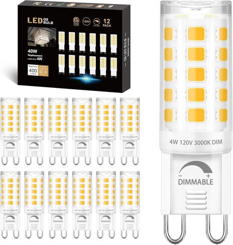 Winshine 10 حزمة عكس الضوء G9 LED لمبة الضوء 3000K أبيض دافئ، 4W G9 قاعدة الثريا ضوء لمبة بيضاء ناعمة، T4 40Watt استبدال الهالوجين G9 قاعدة ثنائية الدبوس، CRI85 120V 360 درجة زاوية الشعاع in Kuwait