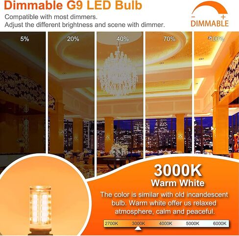 Winshine 10 حزمة عكس الضوء G9 LED لمبة الضوء 3000K أبيض دافئ، 4W G9 قاعدة الثريا ضوء لمبة بيضاء ناعمة، T4 40Watt استبدال الهالوجين G9 قاعدة ثنائية الدبوس، CRI85 120V 360 درجة زاوية الشعاع in Saudi Arabia