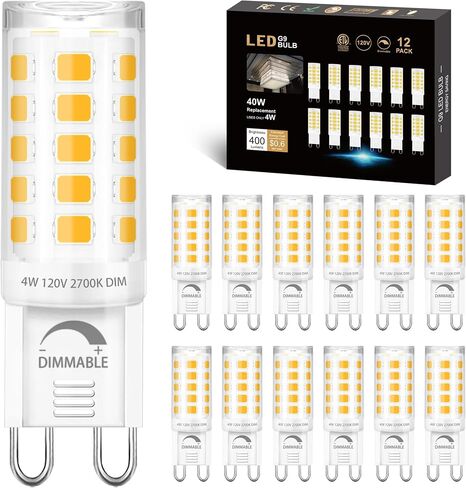 Winshine 10 حزمة عكس الضوء G9 LED لمبة الضوء 3000K أبيض دافئ، 4W G9 قاعدة الثريا ضوء لمبة بيضاء ناعمة، T4 40Watt استبدال الهالوجين G9 قاعدة ثنائية الدبوس، CRI85 120V 360 درجة زاوية الشعاع in Saudi Arabia