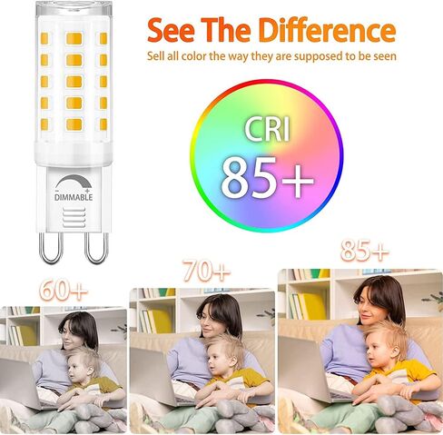 Winshine 10 حزمة عكس الضوء G9 LED لمبة الضوء 3000K أبيض دافئ، 4W G9 قاعدة الثريا ضوء لمبة بيضاء ناعمة، T4 40Watt استبدال الهالوجين G9 قاعدة ثنائية الدبوس، CRI85 120V 360 درجة زاوية الشعاع in Saudi Arabia