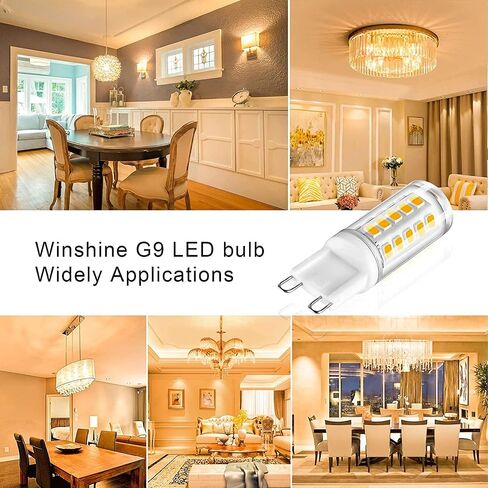 Winshine 10 حزمة عكس الضوء G9 LED لمبة الضوء 3000K أبيض دافئ، 4W G9 قاعدة الثريا ضوء لمبة بيضاء ناعمة، T4 40Watt استبدال الهالوجين G9 قاعدة ثنائية الدبوس، CRI85 120V 360 درجة زاوية الشعاع in Saudi Arabia