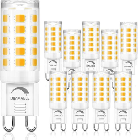Winshine 10 حزمة عكس الضوء G9 LED لمبة الضوء 3000K أبيض دافئ، 4W G9 قاعدة الثريا ضوء لمبة بيضاء ناعمة، T4 40Watt استبدال الهالوجين G9 قاعدة ثنائية الدبوس، CRI85 120V 360 درجة زاوية الشعاع in Saudi Arabia