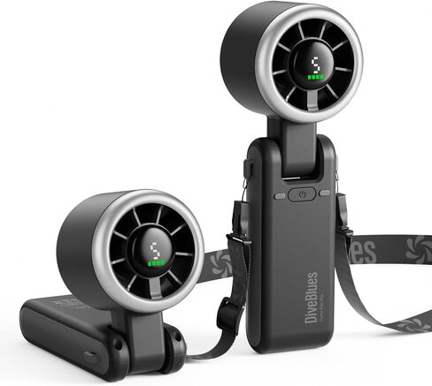 Diveblues Portable Handheld Turbo Fan, 5 Gear Wind, Battery Operated, Up to 12 Working Hours, 3 IN 1 Hand Fan with Air Turbo Tech Cooling Fan for Outdoor Activities, Travel, Working, Silvery white in Saudi Arabia