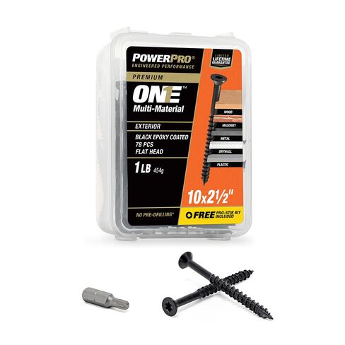 براغي Power Pro ONE مسطحة خارجية سوداء متعددة المواد (#10 × 2-1/2 بوصة) - 78 قطعة in Kuwait