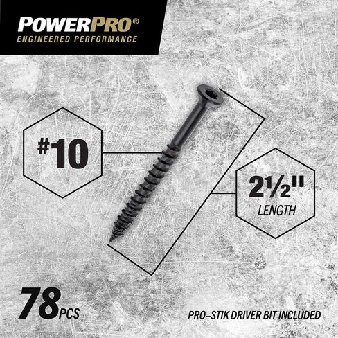 براغي Power Pro ONE مسطحة خارجية سوداء متعددة المواد (#10 × 2-1/2 بوصة) - 78 قطعة in Kuwait