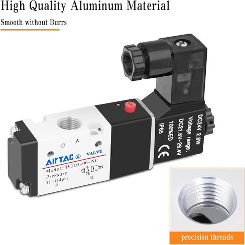 1/8 "NPT AirTAC صمام الملف اللولبي 3V110-06 DC24V ملف واحد يعمل بالكهرباء 2 موضع 3 طريقة اتصال (صندوق وصلات) in Kuwait