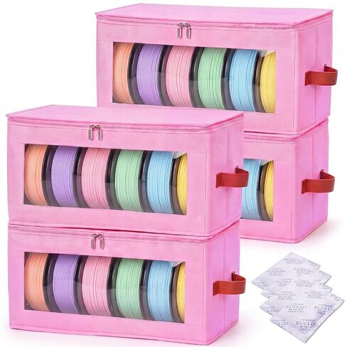 4 Pack Filament Storage Box 3D Printer Filament Storage Containers with Desiccants Holds up to 24 Rolls Transparent View Moisture Proof 3D Printing Container Supplies for Home Office Workshop in Kuwait