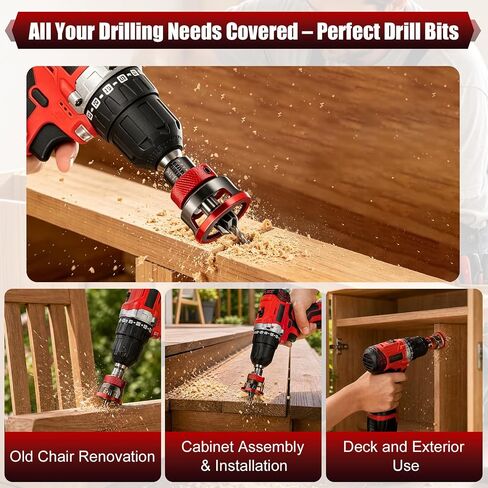 9 Pieces Countersink Drill Bit Set, 5 Sizes Two-Flute Tapered HSS Drill Bits with Adjustable Depth Stop Collar and Wrench, Woodworking Tools for Screw Pilot Holes in Softwood Hardwood MDF in Kuwait