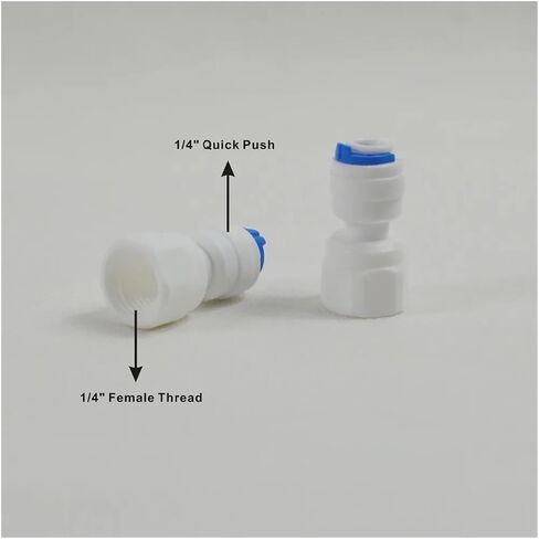 Female Adapter 1/4 Inch Thread to 1/4 Inch Quick Fitting Connector for Water Filters and Reverse Osmosis RO Systems - 2 Pack in Kuwait