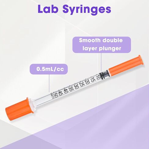1/2mL/cc Lab Utensils with 30Ga 5/16inch(8mm), Disposable Individually for Liquid Measurement, Pack of 20 in Saudi Arabia