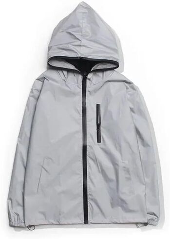 Reflective Jackets Thickened Rainwear Suit with Chest Pocket Reflective Windbreaker Camping Hoodie Stylish Hooded Jacket Women Men(L) in Kuwait