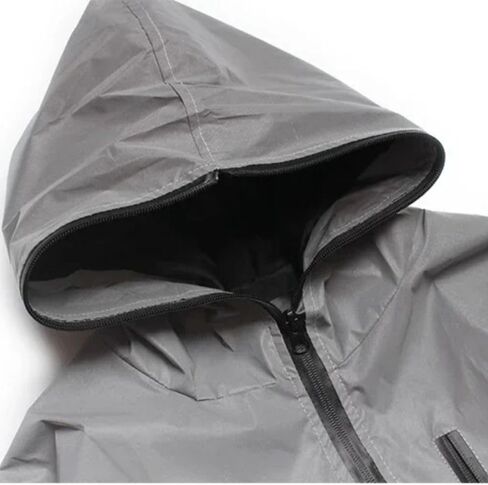 Reflective Jackets Thickened Rainwear Suit with Chest Pocket Reflective Windbreaker Camping Hoodie Stylish Hooded Jacket Women Men(L) in Kuwait