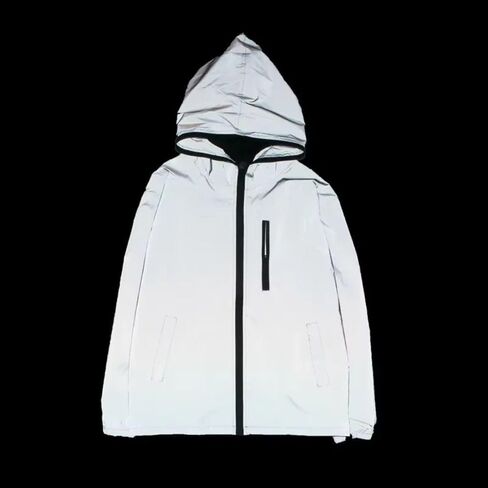 Reflective Jackets Thickened Rainwear Suit with Chest Pocket Reflective Windbreaker Camping Hoodie Stylish Hooded Jacket Women Men(L) in Kuwait