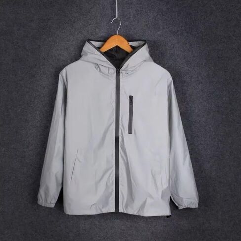 Reflective Jackets Thickened Rainwear Suit with Chest Pocket Reflective Windbreaker Camping Hoodie Stylish Hooded Jacket Women Men(L) in Kuwait