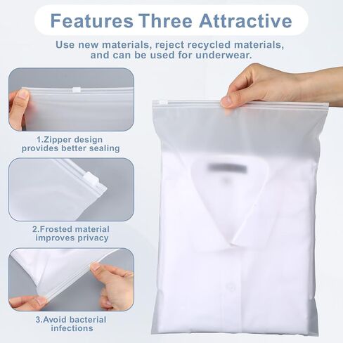 100PCS Clothes Packaging Bags for Shipping, 10x13 inch Clear Clothing Frosted Dust Bag for Travel Storage Businesses, Resealable Plastic Zipper Apparel Bag with Vent Holes for Shirt Document in Kuwait