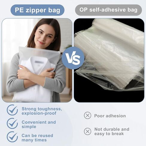 100PCS Clothes Packaging Bags for Shipping, 10x13 inch Clear Clothing Frosted Dust Bag for Travel Storage Businesses, Resealable Plastic Zipper Apparel Bag with Vent Holes for Shirt Document in Kuwait