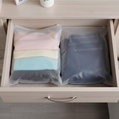 100PCS Clothes Packaging Bags for Shipping, 10x13 inch Clear Clothing Frosted Dust Bag for Travel Storage Businesses, Resealable Plastic Zipper Apparel Bag with Vent Holes for Shirt Document in Kuwait
