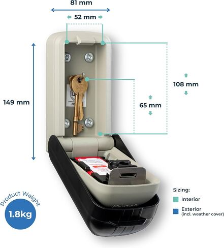 SUPRA C500 Pro Key Safe - تفضل الشرطة ذات الأمان العالي في الهواء الطلق مقاومة للهجوم بزر ضغط مثبت على الحائط آمن. صندوق قفل للمفاتيح، والسلاسل، وبطاقات الوصول in Kuwait