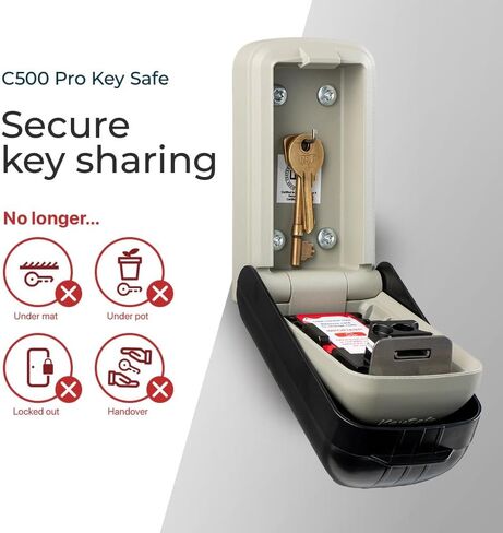 SUPRA C500 Pro Key Safe - تفضل الشرطة ذات الأمان العالي في الهواء الطلق مقاومة للهجوم بزر ضغط مثبت على الحائط آمن. صندوق قفل للمفاتيح، والسلاسل، وبطاقات الوصول in Kuwait