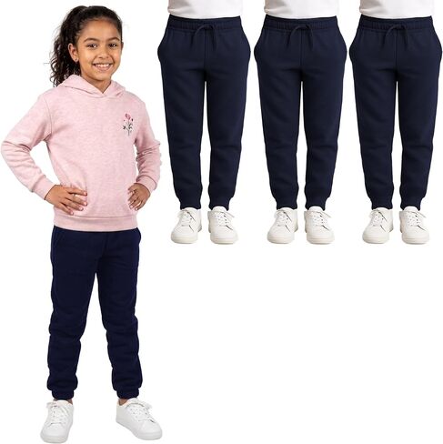 Yacht & Smith 3 Pack of Girls Jogger Bulk Sweatpants, Comfy Lounge Joggers for Kids in Kuwait