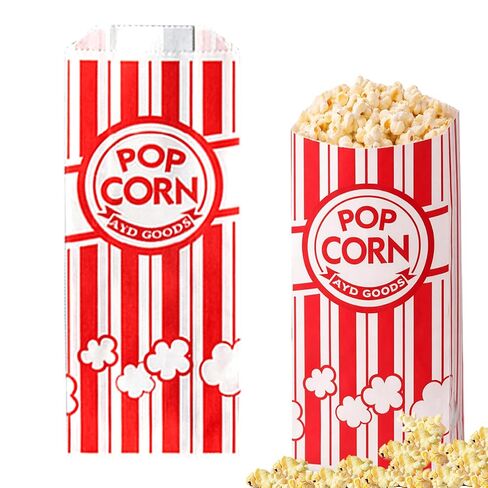 AYD Goods 500pcs Paper Popcorn Bags 1 oz Bags for Machine Maker Cart Supplies, Small Mini Pop Corn Bag Bulk Carnival Party Movie Night in Kuwait