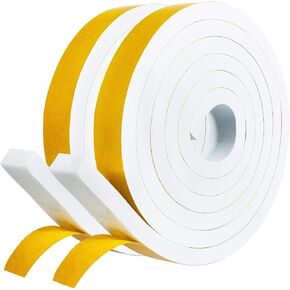 fowong White Foam Seal Tape - 2 Rolls, 3/4 Inch Wide X 3/8 Inch Thick, Window Insulation Air Conditioner Weather Stripping Closed Cell Adhesive FoamTape, 6.5 Ft X 2 Rolls, Total 13 Feet in Saudi Arabia