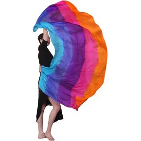 Women's Silk Belly Dance Scarf Silk Veil Belly Dance Scarf Gradient Silk Veil Shawls Women Hand Thrown Scarf Gradient 200cm 250cm 270cm Dance Performance For performance competitions(Style 2,270cmX11 in Kuwait