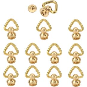 12 Sets D Ring Rivets Brass Rust Pull Ring Studs for DIY Bags Belts Mobile Phone Cases - Durable Electroplated Hardware, Easy Installation for Crafting & Repairs in Kuwait