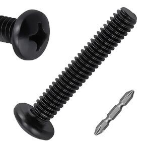 75pk #10-32 x 1-1/4" Black Phillip Pan Head Machine Screws, 304SS + Bit | Includes 50mm Bit, Black E-coated Stainless Steel 304 (18-8), Rounded Head for Automotive & Machinery in Kuwait
