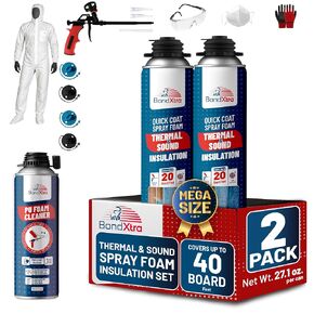 Spray Foam Insulation Kit (18 x 32.80 oz/930 gr - 480 Board feet), Self-Expanding Adhesive Foam, Closed Cell Heat Insulation & Acustic Spray with Cleaner and Dispensing Gun - 18 Pack in Kuwait