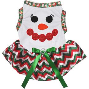 Petitebella Snowman Face Puppy Dog Dress (Red/Red, X-Small) in Kuwait