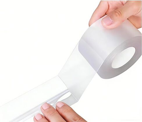 Window Sealing Tape 2 Inch x 33 Ft Transparent Window Insulation Waterproof Nano Draft Isolation Tape Clear Weather Stripping Caulk Tape for Window and Bathroom Shower Glass Side Gaps in Kuwait
