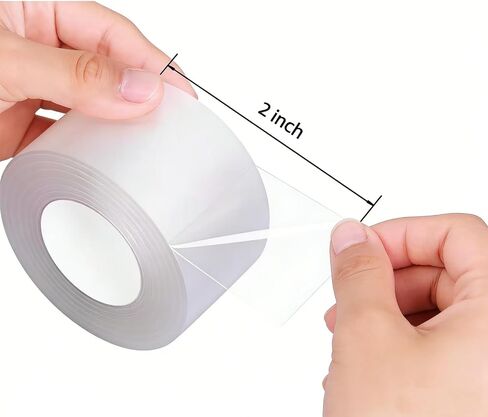 Window Sealing Tape 2 Inch x 33 Ft Transparent Window Insulation Waterproof Nano Draft Isolation Tape Clear Weather Stripping Caulk Tape for Window and Bathroom Shower Glass Side Gaps in Kuwait