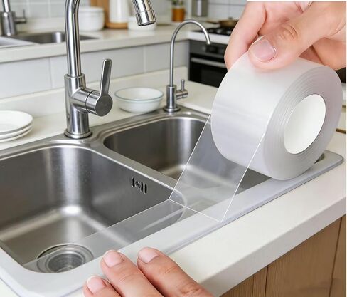 Window Sealing Tape 2 Inch x 33 Ft Transparent Window Insulation Waterproof Nano Draft Isolation Tape Clear Weather Stripping Caulk Tape for Window and Bathroom Shower Glass Side Gaps in Kuwait