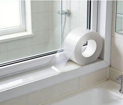 Window Sealing Tape 2 Inch x 33 Ft Transparent Window Insulation Waterproof Nano Draft Isolation Tape Clear Weather Stripping Caulk Tape for Window and Bathroom Shower Glass Side Gaps in Kuwait