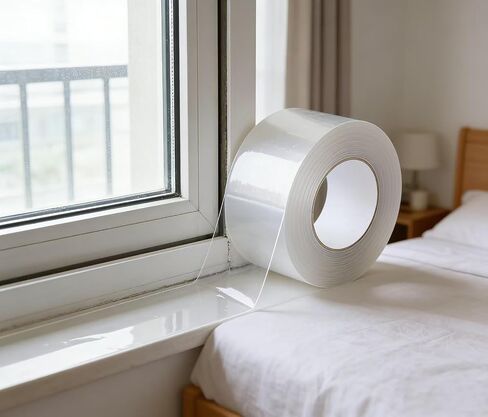 Window Sealing Tape 2 Inch x 33 Ft Transparent Window Insulation Waterproof Nano Draft Isolation Tape Clear Weather Stripping Caulk Tape for Window and Bathroom Shower Glass Side Gaps in Kuwait