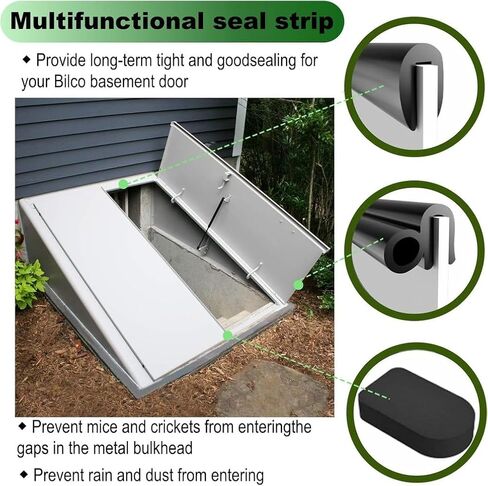for Bilco Basement Door Weatherstrip Kit (4 Cap Seal Pad,1 Bulb Trim Gasket,1 U Shaped Gasket) Fit for Gordon Bilco Cellar Doors Replacement for Bilco Door Seal Kit Five Year Free Replacement in Kuwait