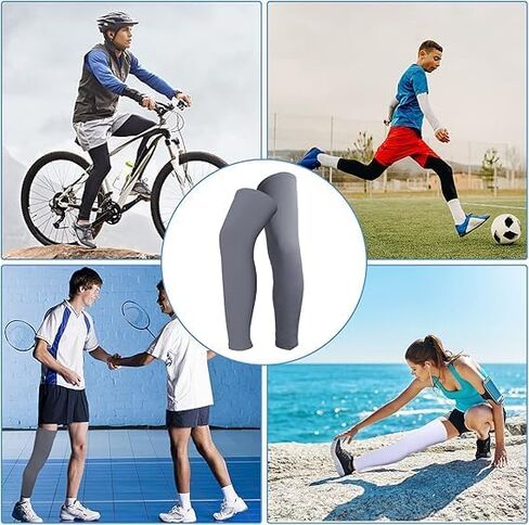 3 Pairs Leg Sleeves, Full Length Leg Compression Sleeve | Sports Leg Knee Sleeve, Anti Slip Silicone Strips in Kuwait