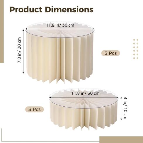 مجموعة أعمدة ورقية من OMISTAR مكونة من 6 قطع من أعمدة البوفيه الكريمية، مقاس 11.8 × 4 بوصة و11.8 × 7.8 بوصة، حوامل عرض الكعك القابلة للطي، هيكل قرص العسل لتزيين طاولة الحلوى لحفلات الزفاف والحفلات in Kuwait