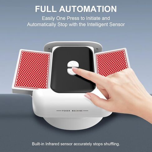 Automatic Card Shuffler with Dual Modes, 1-2 Decks, Smart Stop, Low Noise, Rechargeable & Portable Shuffler Machine for Poker, UNO, Blackjack, Skip-Bo, Phase 10 in Kuwait