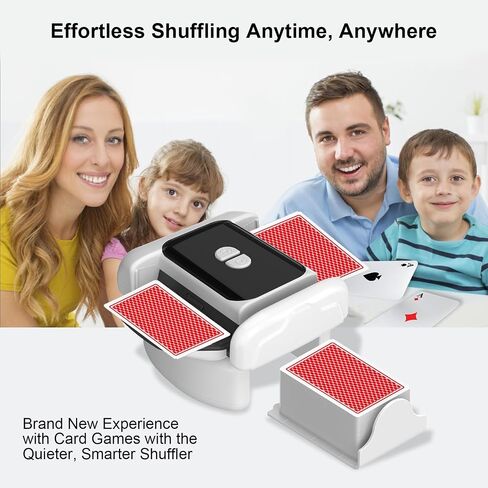 Automatic Card Shuffler with Dual Modes, 1-2 Decks, Smart Stop, Low Noise, Rechargeable & Portable Shuffler Machine for Poker, UNO, Blackjack, Skip-Bo, Phase 10 in Kuwait