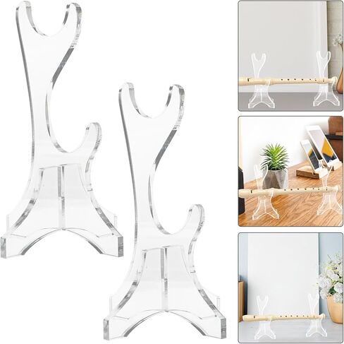 HEALLILY 1 Pair Acrylic Double-layer Desktop Flute Stand Organizer Rack Vertical Recorder and Flute Display Holder for Musical Instrument Storage in Kuwait