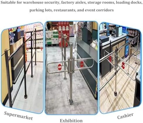 One-Way Traffic Door，Automatic Rebound Swing GateStainless Steel Automatic Swing Door for Supermarkets Security Access, Ideal for Pedestrians & Libraries, 200x100 cm, Spring-Loaded, Sleek S in Kuwait
