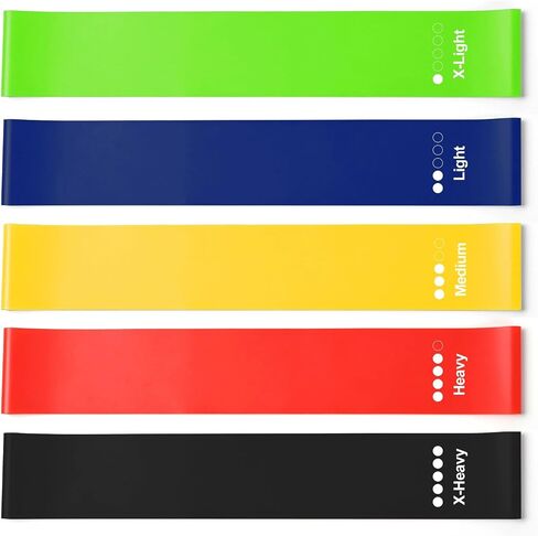 5 Pack Elastic Resistance Bands Set for Hip & Leg Workouts - Multi-Level Loop Exercise Bands for Home Gym, Yoga, Pilates & Strength Training in Kuwait