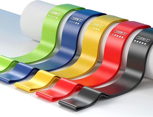 5 Pack Elastic Resistance Bands Set for Hip & Leg Workouts - Multi-Level Loop Exercise Bands for Home Gym, Yoga, Pilates & Strength Training in Kuwait