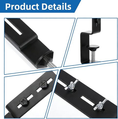 2 Pcs Desk Clamp, Heavy Duty Desk Mount Pegboard Fixing Bracket, Durable Home, Office & Gaming Desktop Accessories Brackets, Pegboard Organizer Metal Brackets, Black in Kuwait